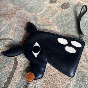 RARE Patch NYC by Ross & Carney Designer Novelty Black Deer Wristlet Clutch